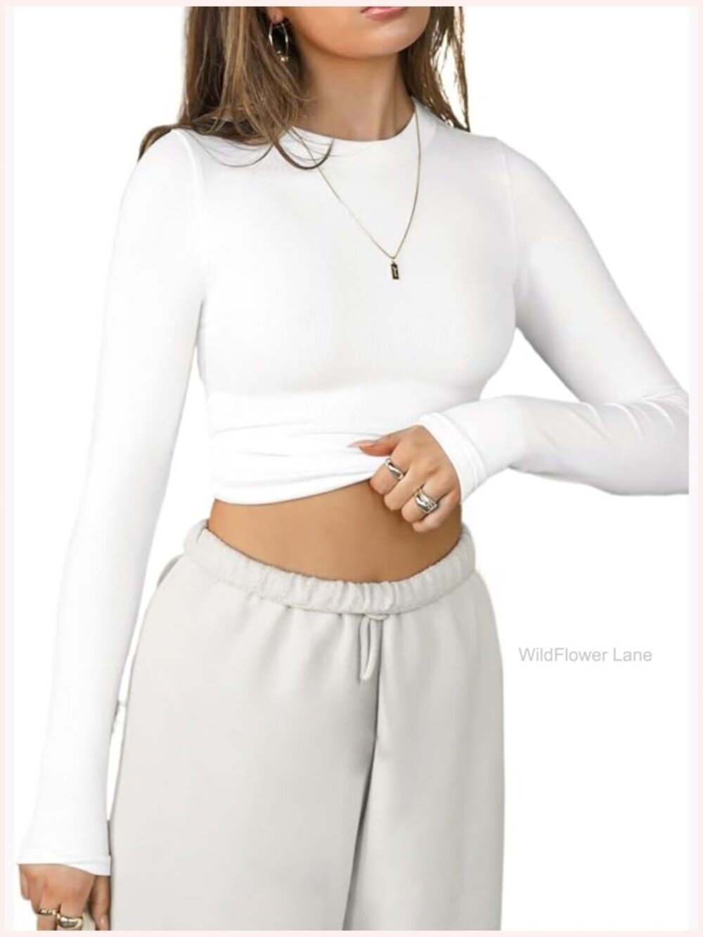Long Sleeve Crop Top Crewneck Going Out Y2k T Shirt